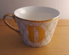 Fox & Ivy Letter D Mug - Gold and White  