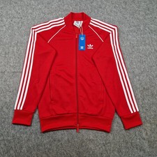 Adidas Jacket Mens Small  Red White Tracksuit Track Top Firebird Trefoil Retro
