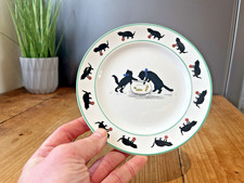 ANTIQUE GRIMWADES NURSERY WARE NOVELTY BLACK CATS FISH BOWL COMICAL 6" PLATE