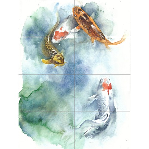 Japanese koi fish pond - japanese, xl