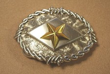 Texas Star Western Vintage Antique Silver Plaited Trophy Belt Buckle DR7