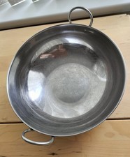Large Stainless Steel 23cm x 8cm depth Balti Karahi Curry Serving Dish Used