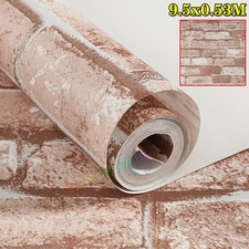 Red 3D Stone Effect Wallpaper for Living Room Realistic Slate Brick Wall Decor