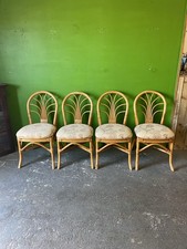 4 Retro Bamboo Dining Chairs, Vintage, Kitchen, Conservatory, Boho