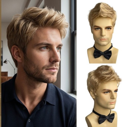 Men wigs short gold - men,