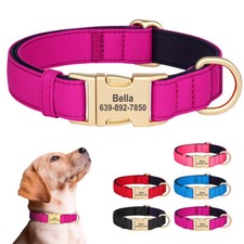 Waterproof Personalised Nylon Dog Collar Soft Padded ID Engraved Name Buckle S-L