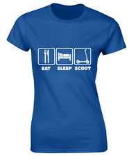 EAT SLEEP SCOOT LADIES T SHIRT SCOOTER ELECTRIC MOPED COOL FUNNY DESIGN GIFT TOP