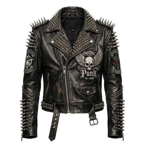 Mens studded punk leather - mens,