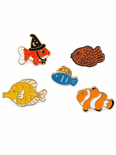 Fish enamel pins - pins, goldfish