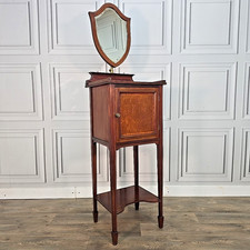 Antique Edwardian Mahogany Gentleman's Shaving Wash Stand Bedside Cabinet Mirror