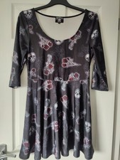 Alchemy Hell Bunny XL 16/18 Skater Dress Skulls Goth Alt Stretchy Scuba Jersey