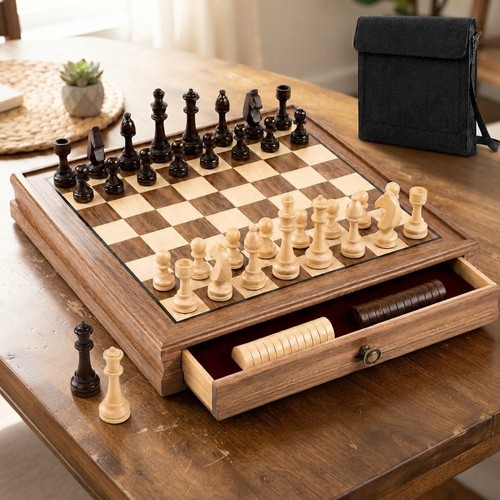 Walnut wood chess set - chess, 13x13