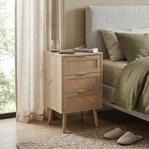 Drawers rattan bedside - rattan, table