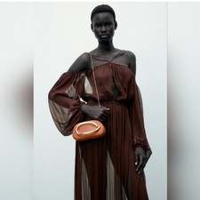 ZARA Orange Hard Shell Clutch