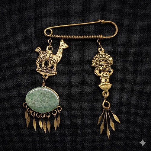 Vtg peruvian alpaca brooch - alpaca,