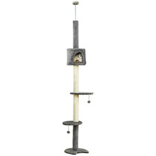 Cat Tree Multi Floor Cat House Pet Playhouse Solid Scratching Post Light Grey