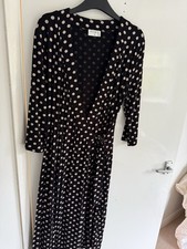 Kaliko Spotty Wrap Dress 14 Black Beige