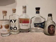 Empty Bottles For Upcycling - Flor De Cana Rum, Kyro Gin, Old Monk Rum, Sixling+