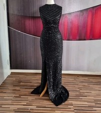 GORGEOUS QUIZ BLACK SEQUIN LONG EVENING DRESS SIZE 14