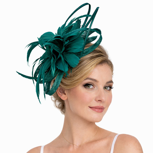Flower feather fascinator with - fascinator,