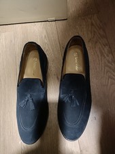 SAMUEL WINDSOR Men's Loafers Size 11 Navy Suede Tassel Slip On Shoes 3