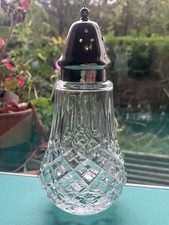 Stuart Cut Crystal Shaftesbury Pattern Sugar Shaker Silver Plated Lid . Unused 