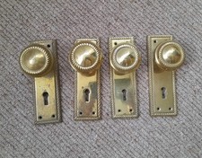 4 X Georgian Rope Style Brass Door Knobs