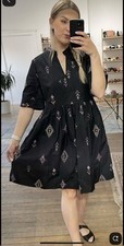 B.Young Boho Embroidered Black Cotton Dress Size 38
