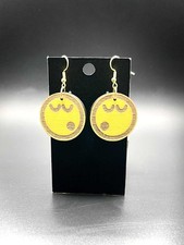Emoji Face with Hearts Earrings Wooden Jewelry Happy Gift Laser Cut