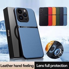 For iPhone 16E 15 14 Plus 13 Pro Max 12 X Magnetic Leather Case Slim Phone Cover