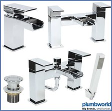 Waterfall Bathroom Taps Chrome Basin Mixer Bath Filler Shower Deck Tap Sets