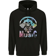 Music Skull With Headphones Dance Tekno Childrens Kids Hoodie