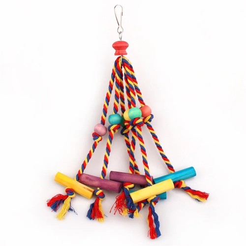 Bird chewing toy wood rope - bird,