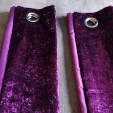 PLUM LUXURY CRUSHED VELVET WINDOW CURTAINS READY MADE LINED EYELET RING TOP 