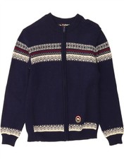 EISBAR Womens Cardigan Sweater EU 46 Large Navy Blue Fair Isle Virgin Wool DE49