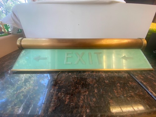 Vintage brass exit sign light - sign,
