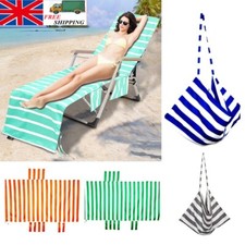 Striped Beach Chair Cover Lounger Cover with Pockets Towel Absorbent Microfiber