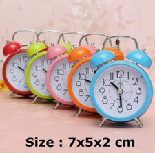Classic Double Bell Mini Alarm Clock Quartz Movement Bedside Night Analog Clock