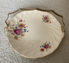 Royal Victoria, Vintage China Cake Plate, With Chrome handle, Flower design