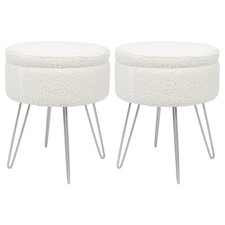 Boucle Storage Footstool Cream