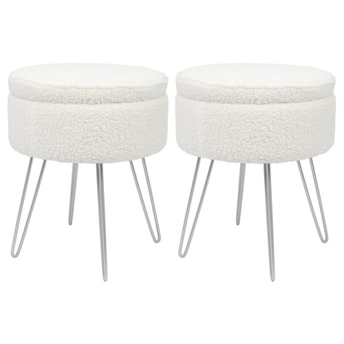 Boucle storage footstool - storage,