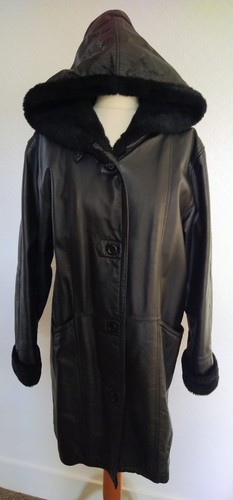 Leather coat faux fur - leather,