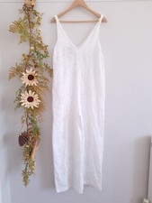 BNWT ZARA WHITE COTTON MIX EMBROIDERY ANGALISE EYELET CROP WIDE LEG JUMPSUIT  M