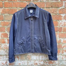 Vintage 90s Moschino Trucker Jacket Women’s UK 14 Cropped Blue Shimmer Full Zip 