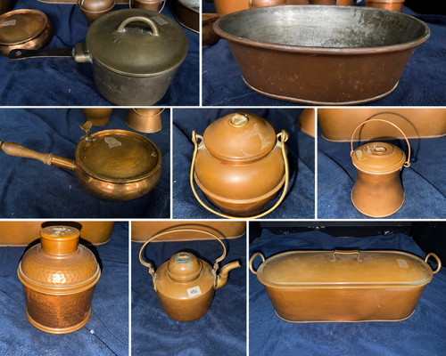 Vintage copper cookware lot - cookware,
