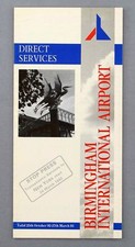 BIRMINGHAM AIRPORT TIMETABLE DIRECT SERVICES WINTER 1992/93 AIRLINE