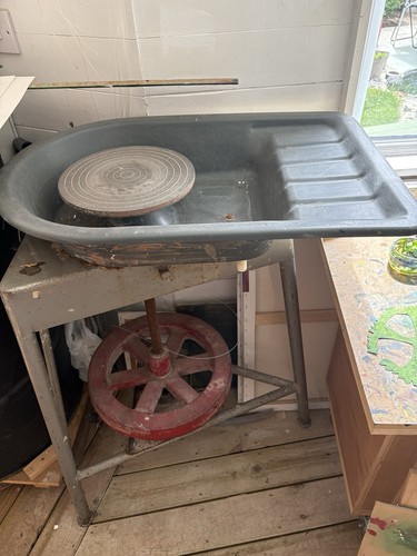 Treadle pottery kick wheel - pottery,