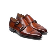 Magnanni Jones Double Monk Strap Men's Conac Leather Dress Shoes UK 46 NEW