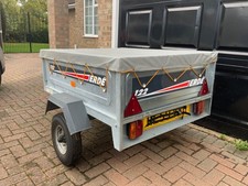 Erde 122 trailer with fitted spare wheel, cover and tow bar lock