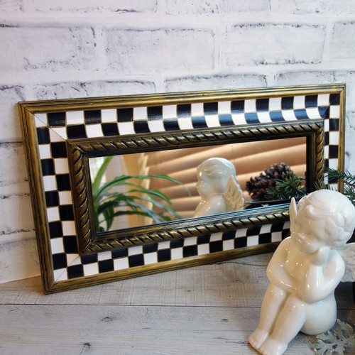 Checked mirror black - and, white